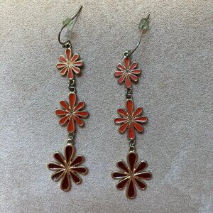 ✨🌺 Orange Floral Dangle Earrings ✨🌺